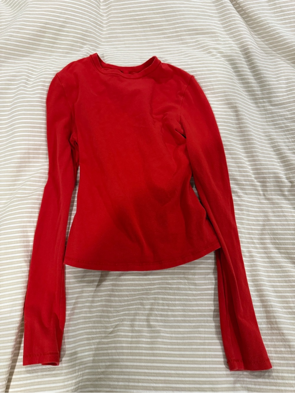 SKIMS Red Long-Sleeve Crewneck Top
